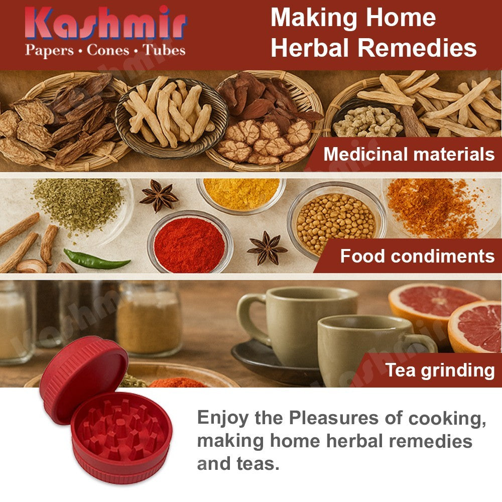 2.5" Spice Tobacco Herb Grinder 100% Biodegradable - Red Eco-Friendly Kashmir