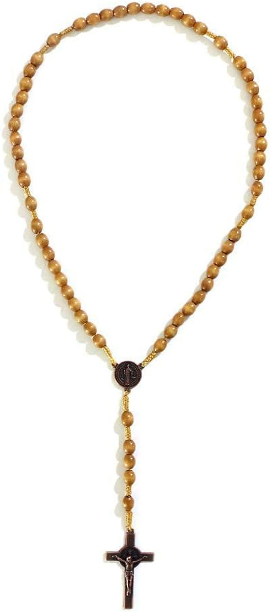 Handmade Wooden Catholic Rosaries, Rosary Beads Necklace from Bethlehem Wood Christian Prayer Holy Soil Medal & Metal Cross for Catholic or Christian Gift