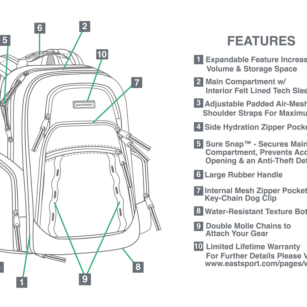 Unisex Diamond Expandable Recycled Backpack