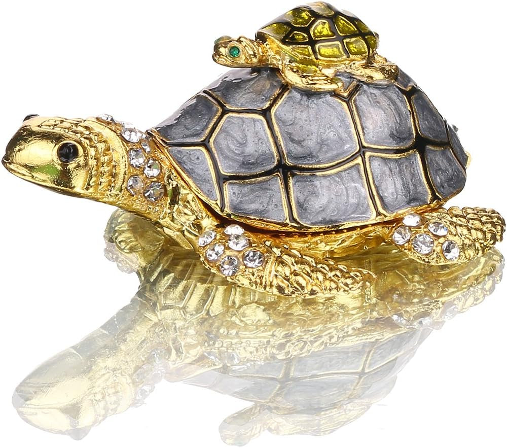 Vintage Turtle Jewelry Trinket Box