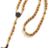 Handmade Wooden Catholic Rosaries, Rosary Beads Necklace from Bethlehem Wood Christian Prayer Holy Soil Medal & Metal Cross for Catholic or Christian Gift