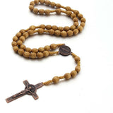 Handmade Wooden Catholic Rosaries, Rosary Beads Necklace from Bethlehem Wood Christian Prayer Holy Soil Medal & Metal Cross for Catholic or Christian Gift