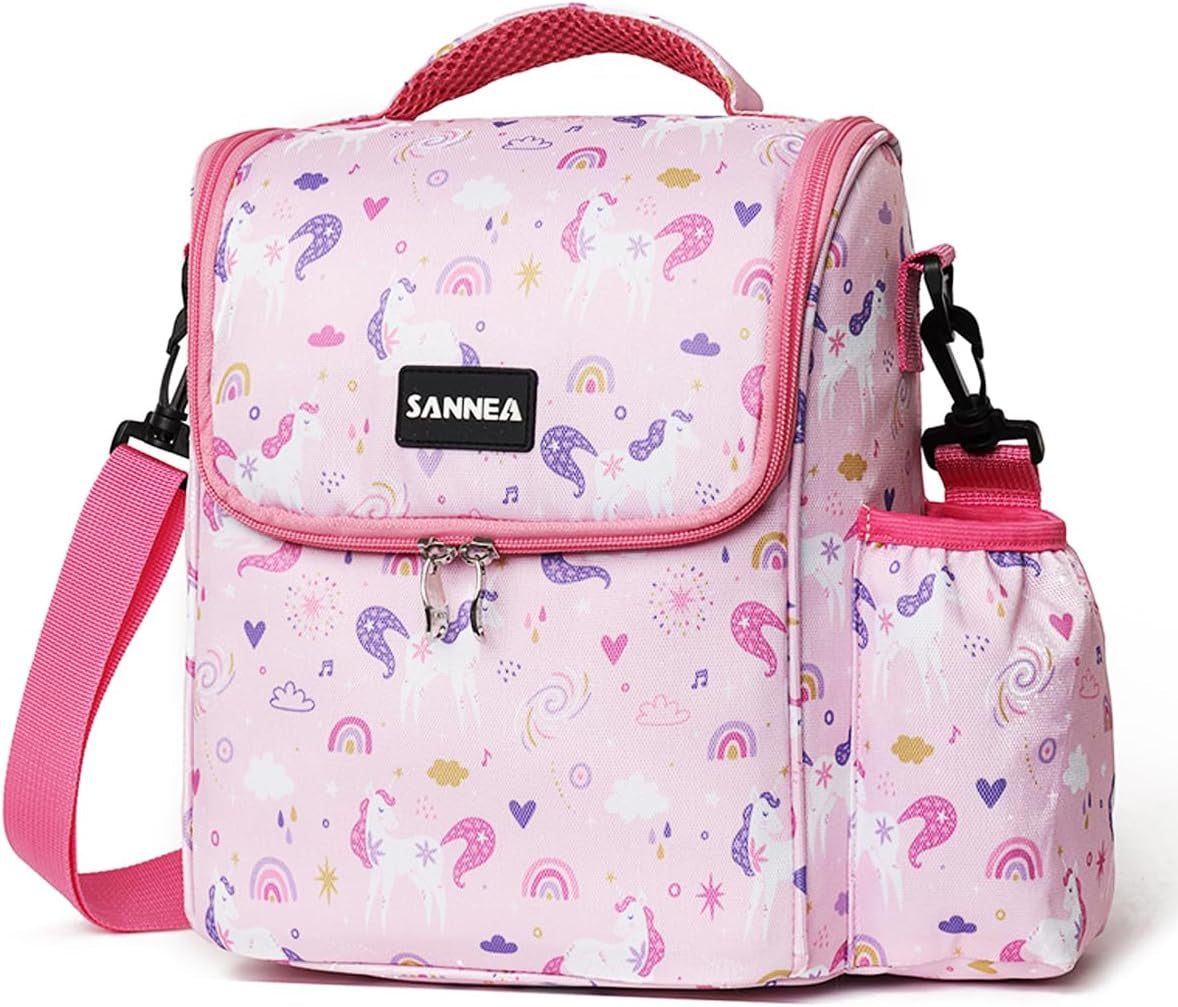 Reusable Lunch Box Tote with Side Water Bottle Pockets