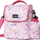 Reusable Lunch Box Tote with Side Water Bottle Pockets