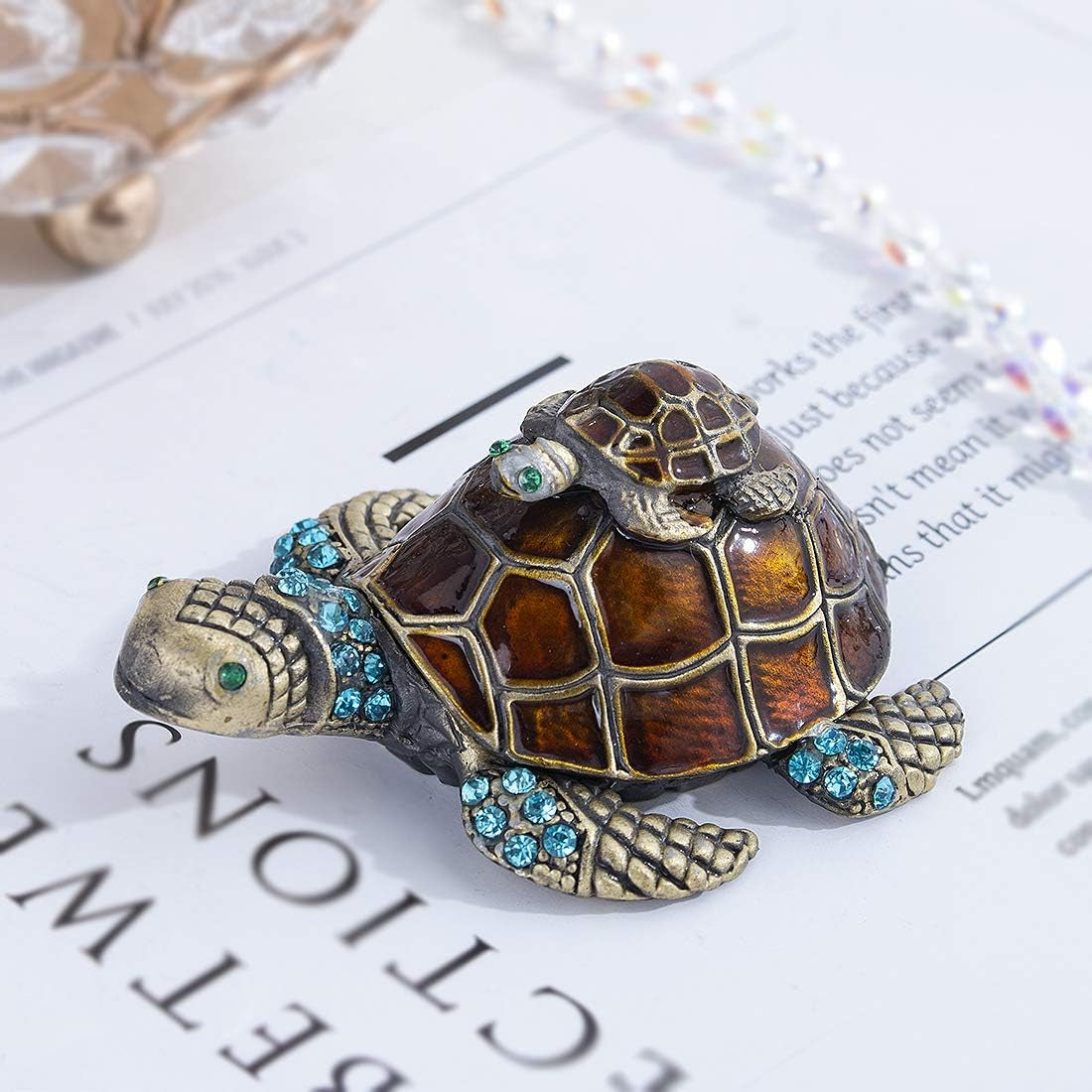 Vintage Turtle Jewelry Trinket Box