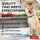 Blue Reflective Cotton Dog Collar Eco Friendly for Medium Dogs 