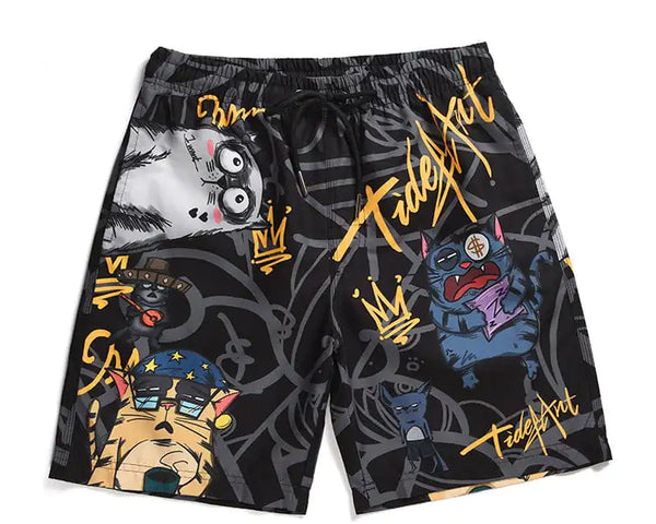 Casual Loose Camouflage Cat Print Beach Shorts