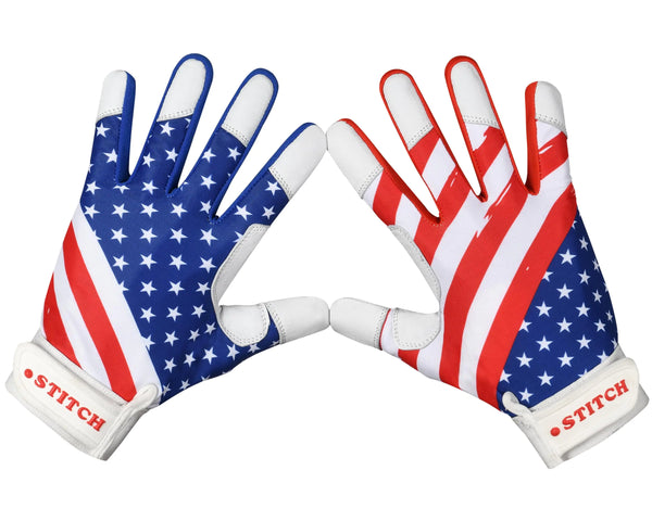 Dot Stitch Batting Gloves American Flag Youth Adult & Unisex (Stars & Strips Youth Large)
