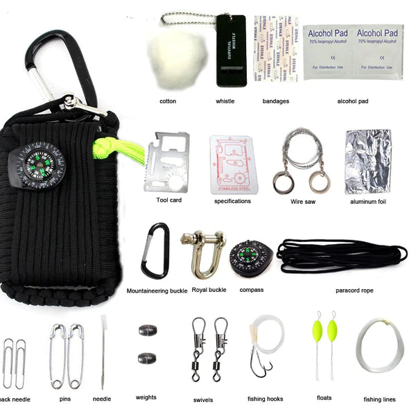 Survival Kit, Camping Gear, Climbing Rope Tool Bag