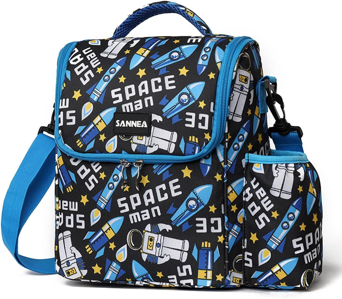 Reusable Lunch Box Tote with Side Water Bottle Pockets