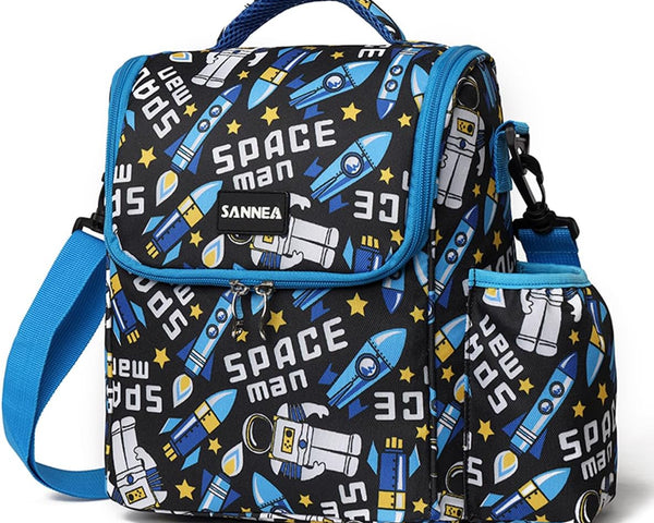 Reusable Lunch Box Tote with Side Water Bottle Pockets