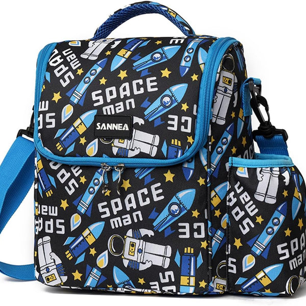 Reusable Lunch Box Tote with Side Water Bottle Pockets