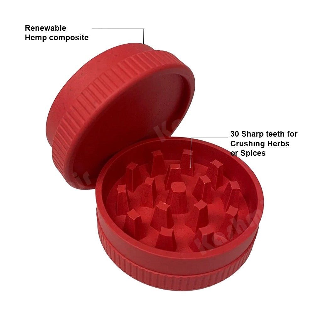 2.5" Spice Tobacco Herb Grinder 100% Biodegradable - Red Eco-Friendly Kashmir
