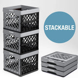 Collapsible Eco Plastic Crate, 6.6 Gal, Ocean Navy