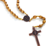 Handmade Wooden Catholic Rosaries, Rosary Beads Necklace from Bethlehem Wood Christian Prayer Holy Soil Medal & Metal Cross for Catholic or Christian Gift