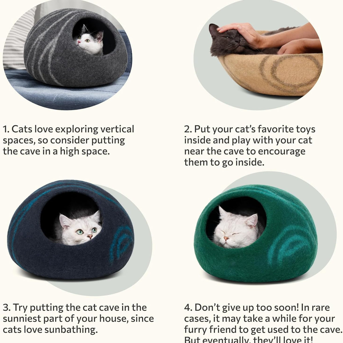 Cat Cave – Premium Handmade Felt Bed for Indoor Cats