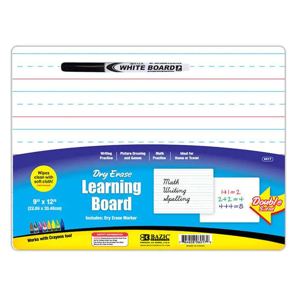 9" X 12" Double Sided Dry Erase Learning Board w/ Marker
