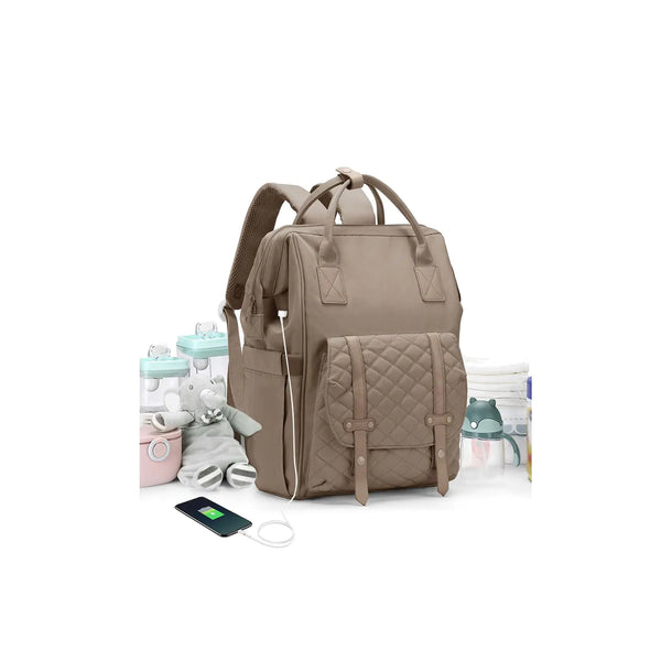 CAMILLEMMA Diaper Bags Backpack Baby Bag for Mom Dad Baby Girls Boy Cute Mult Diaper Nappy Bag Travel Back Pack Water Repellent Maternity Changing Bag Baby Stuff with USB Charging Port Khaki
