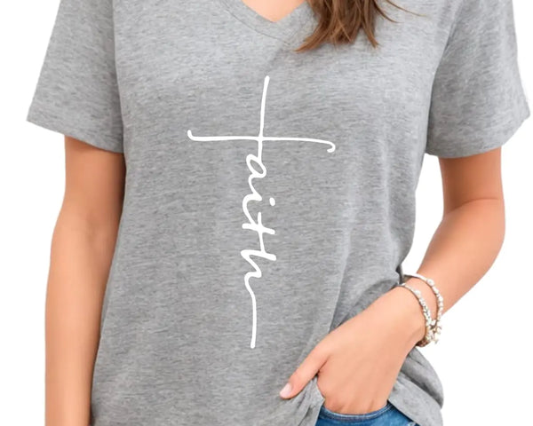 Moms care Women Cross Faith Christian Graphic Tee